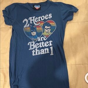 Blue Graphic T-Shirt with Heroes Design